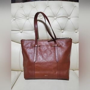 Fossil Brown Leather Tote Bag